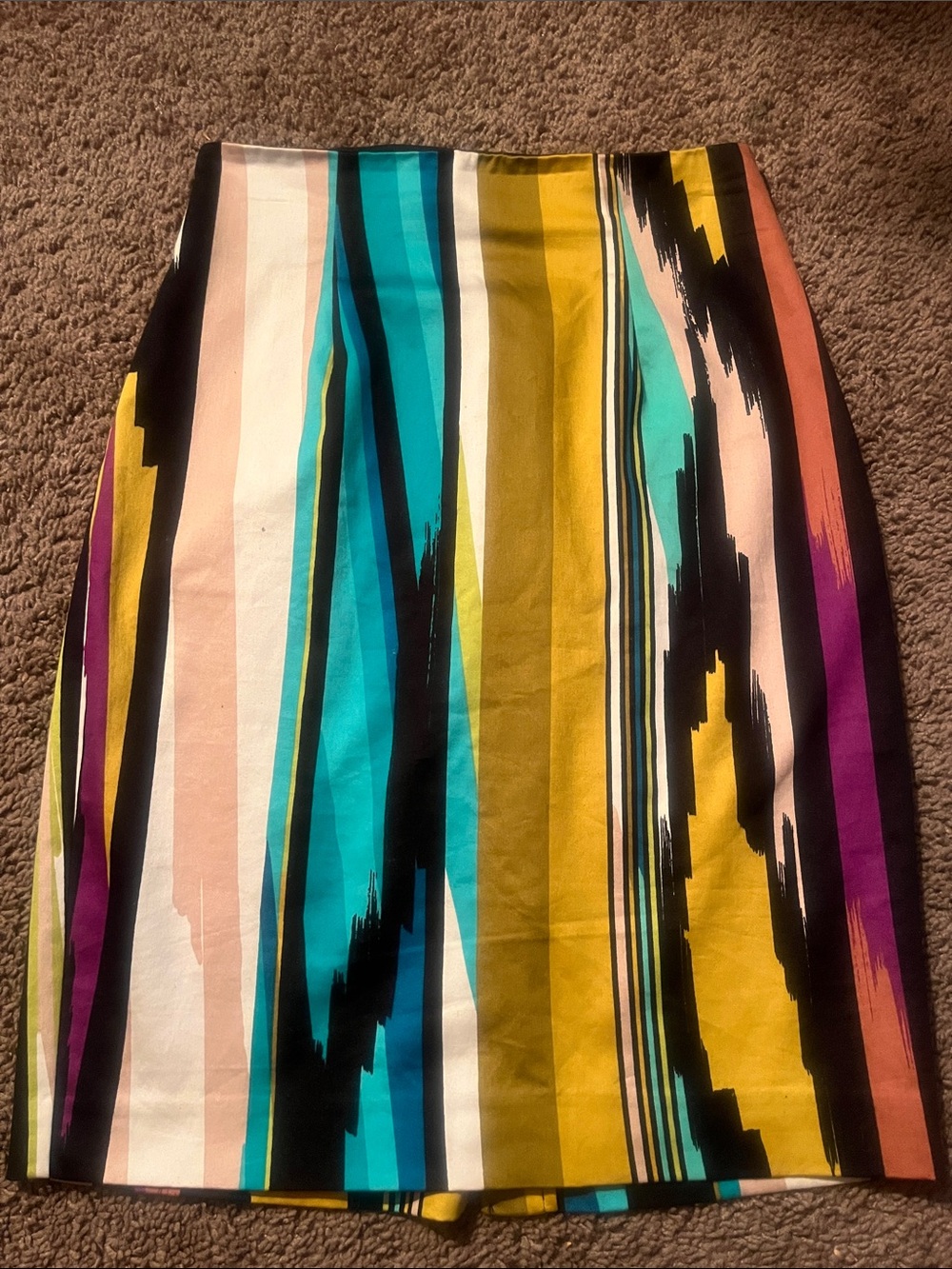 Worthington Striped Pencil Skirt in Turquoise, Mustard, Black & Pink